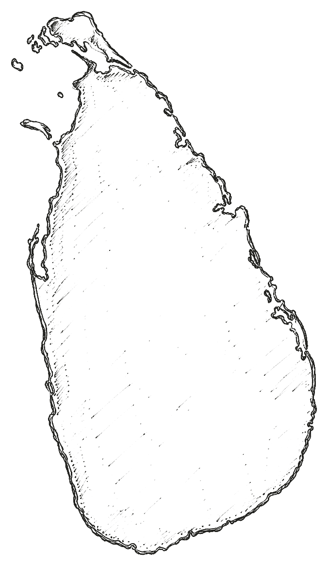 Hand-drawn map of Sri Lanka