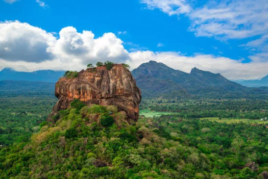 Sigiriya rock rising above the Sri Lankan landscape