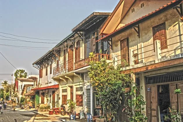 Historic streets of Thakhek in central Laos