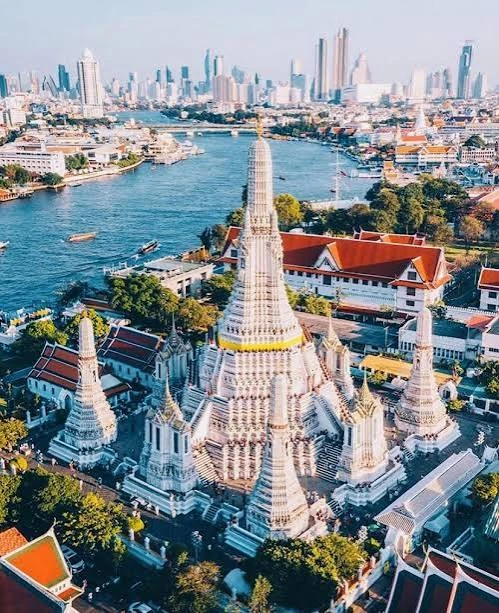 Wat Arun and Bangkok skyline